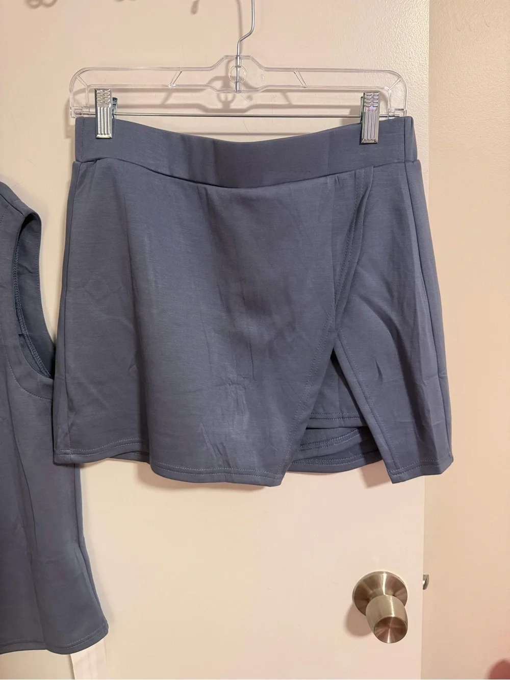 Amazon Dusty Blue Sleeveless Zip-Front Top with Matching Skort